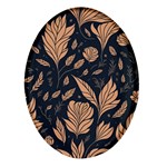 Background Pattern Leaves Texture Oval Glass Fridge Magnet (4 pack)