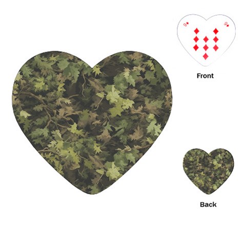 Green Camouflage Military Army Pattern Playing Cards Single Design (Heart) from ZippyPress Front