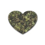 Green Camouflage Military Army Pattern Rubber Coaster (Heart)