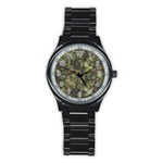Green Camouflage Military Army Pattern Stainless Steel Round Watch