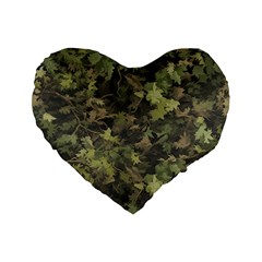 Green Camouflage Military Army Pattern Standard 16  Premium Flano Heart Shape Cushions from ZippyPress Front