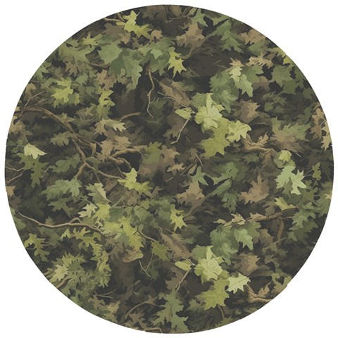 Green Camouflage Military Army Pattern Wooden Puzzle Round from ZippyPress Front