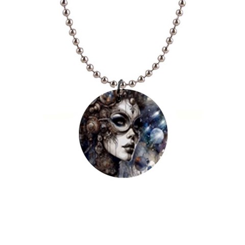 Woman in Space 1  Button Necklace from ZippyPress Front