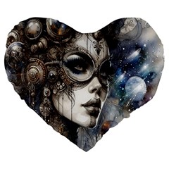Woman in Space Large 19  Premium Flano Heart Shape Cushions from ZippyPress Front
