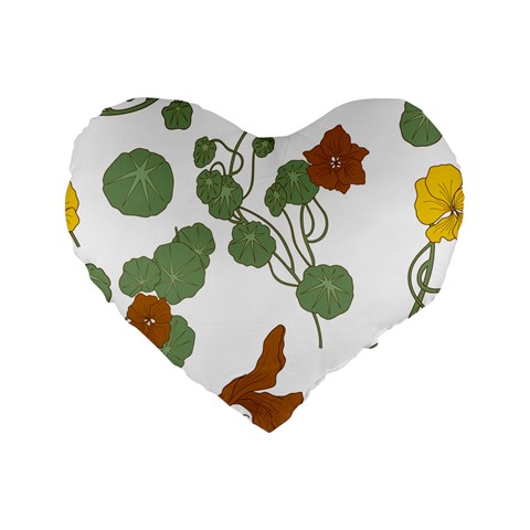 Nasturtium Flowers Plant Leaves Standard 16  Premium Flano Heart Shape Cushions from ZippyPress Front