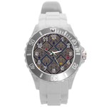Pattern Seamless Antique Luxury Round Plastic Sport Watch (L)