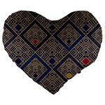 Pattern Seamless Antique Luxury Large 19  Premium Flano Heart Shape Cushions
