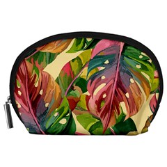 Monstera Colorful Leaves Foliage Accessory Pouch (Large) from ZippyPress Front