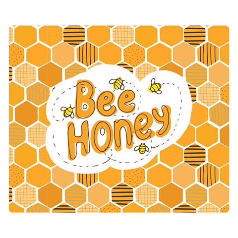 Bee Honey Honeycomb Hexagon Two Sides Premium Plush Fleece Blanket (Kids Size) from ZippyPress 50 x40  Blanket Front
