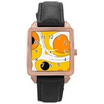 Abstract Pattern Rose Gold Leather Watch 