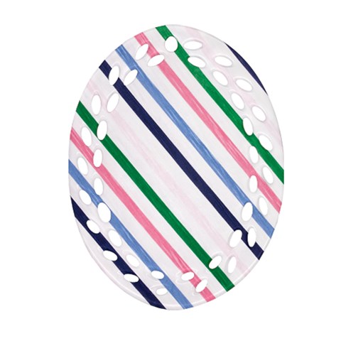 Retro Vintage Stripe Pattern Abstract Ornament (Oval Filigree) from ZippyPress Front