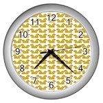 Little Bird Motif Pattern Wb Wall Clock (Silver)