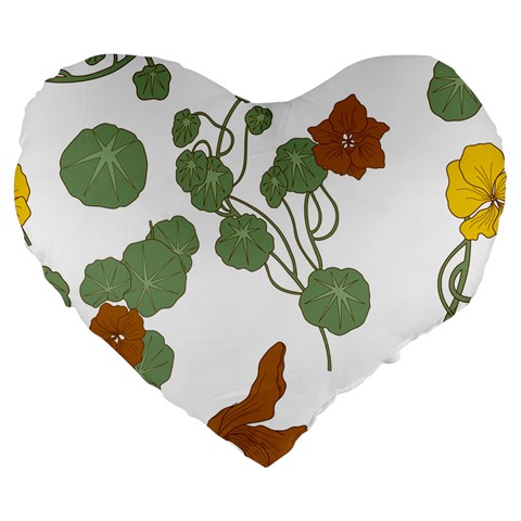 Nasturtium Flower Plant Leaves Large 19  Premium Flano Heart Shape Cushions from ZippyPress Front