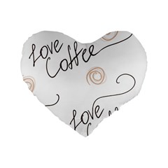 Seamless Pattern Coffee Text Standard 16  Premium Flano Heart Shape Cushions from ZippyPress Front