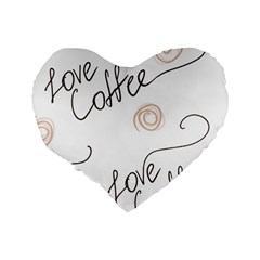 Seamless Pattern Coffee Text Standard 16  Premium Flano Heart Shape Cushions from ZippyPress Back