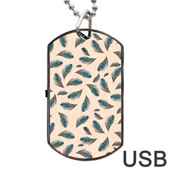 Background Palm Leaves Pattern Dog Tag USB Flash (Two Sides) from ZippyPress Back