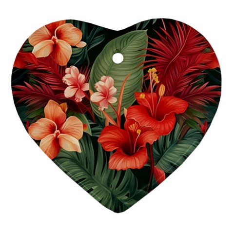 Tropical Flower Bloom Heart Ornament (Two Sides) from ZippyPress Front