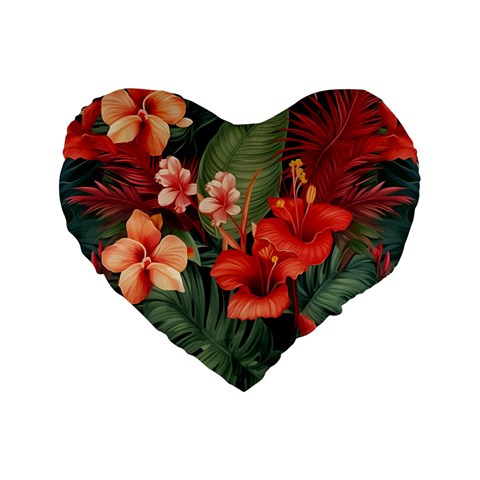 Tropical Flower Bloom Standard 16  Premium Flano Heart Shape Cushions from ZippyPress Front