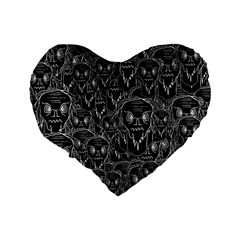 Old man monster motif black and white creepy pattern Standard 16  Premium Flano Heart Shape Cushions from ZippyPress Back