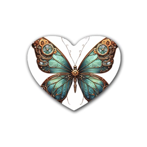 Mechanical Butterfly Rubber Heart Coaster (4 pack) from ZippyPress Front