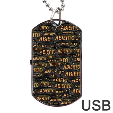 Abierto neon lettes over glass motif pattern Dog Tag USB Flash (One Side) from ZippyPress Front