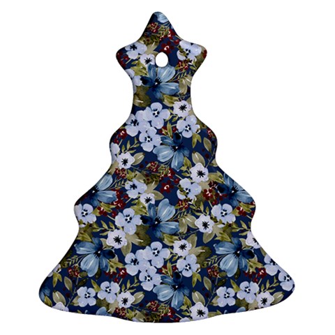 Blue Flowers Dark Blue Flowers Ornament (Christmas Tree)  from ZippyPress Front