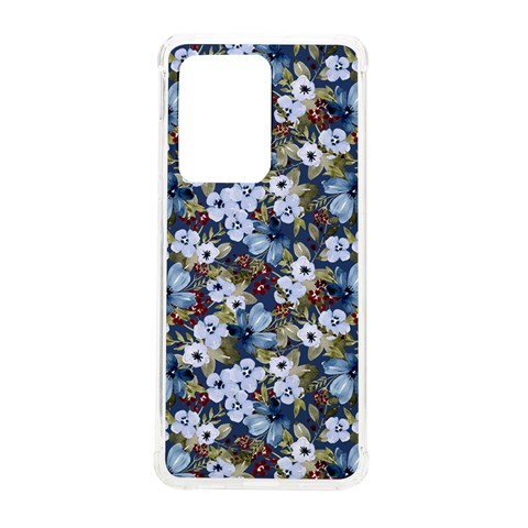 Blue Flowers Dark Blue Flowers Samsung Galaxy S20 Ultra 6.9 Inch TPU UV Case from ZippyPress Front