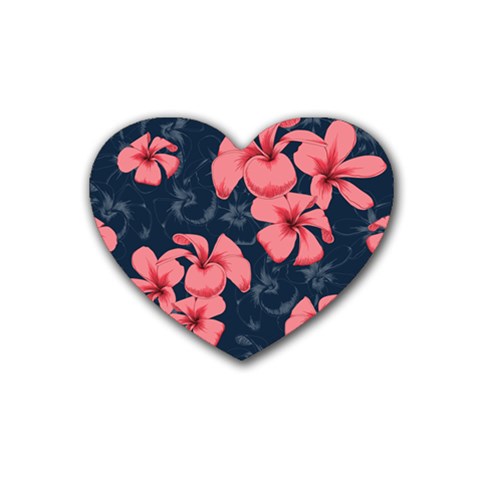 5902244 Pink Blue Illustrated Pattern Flowers Square Pillow Rubber Heart Coaster (4 pack) from ZippyPress Front