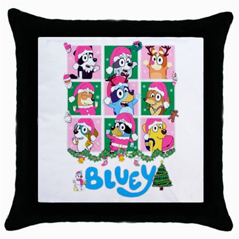 bluey christmas Throw Pillow Case (Black) from ZippyPress Front