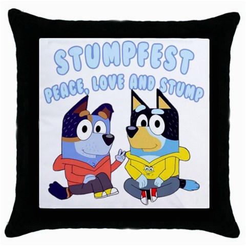 stumpfest bluey Throw Pillow Case (Black) from ZippyPress Front