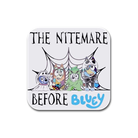 bluey halloween Rubber Square Coaster (4 pack) from ZippyPress Front
