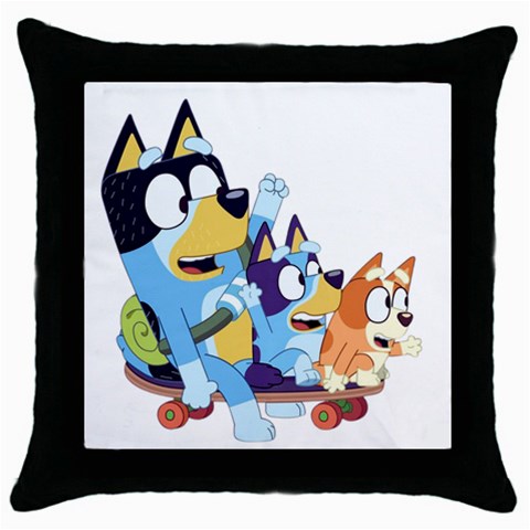 bluey Throw Pillow Case (Black) from ZippyPress Front