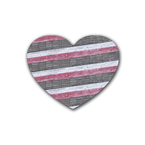 Vintage Vibrant Stripes Pattern Print Design Rubber Heart Coaster (4 pack) from ZippyPress Front