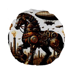 Steampunk Horse Punch 1 Standard 15  Premium Round Cushions from ZippyPress Back