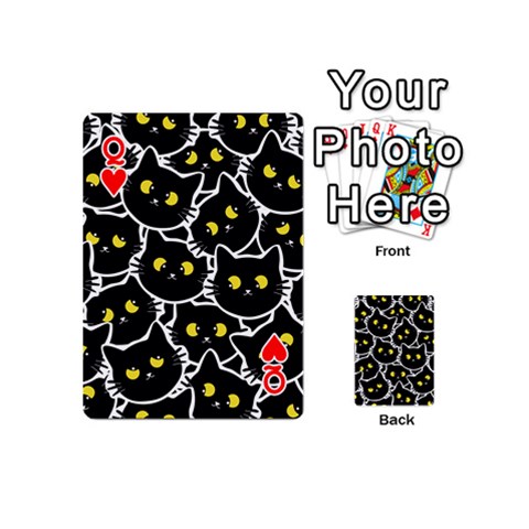 Queen Cat Pattern Pet Drawing Eyes Playing Cards 54 Designs (Mini) from ZippyPress Front - HeartQ