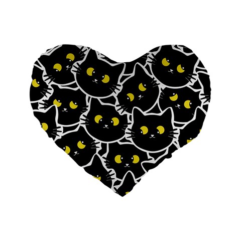 Cat Pattern Pet Drawing Eyes Standard 16  Premium Heart Shape Cushions from ZippyPress Front