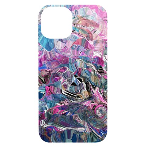 Pink Swirls Flow iPhone 14 Black UV Print Case from ZippyPress Front