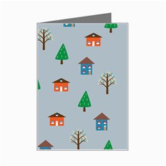 House Trees Pattern Background Mini Greeting Card from ZippyPress Left