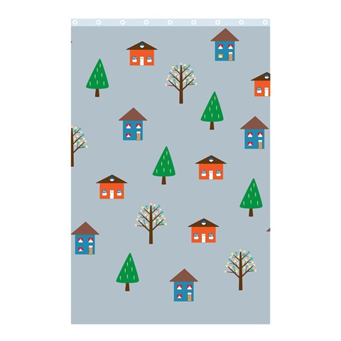 House Trees Pattern Background Shower Curtain 48  x 72  (Small)  from ZippyPress Curtain(48  X 72 )