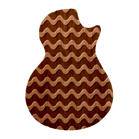 Wave Pattern Wavy Halftone Guitar Shape Wood Guitar Pick Holder Case And Picks Set from ZippyPress Front