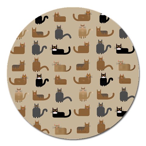 Cat Pattern Texture Animal Magnet 5  (Round) from ZippyPress Front