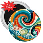 Waves Ocean Sea Abstract Whimsical 3  Magnets (10 pack) 