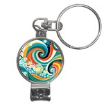 Waves Ocean Sea Abstract Whimsical Nail Clippers Key Chain