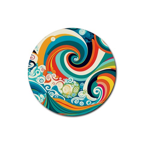 Waves Ocean Sea Abstract Whimsical Rubber Coaster (Round) from ZippyPress Front
