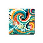 Waves Ocean Sea Abstract Whimsical Square Magnet