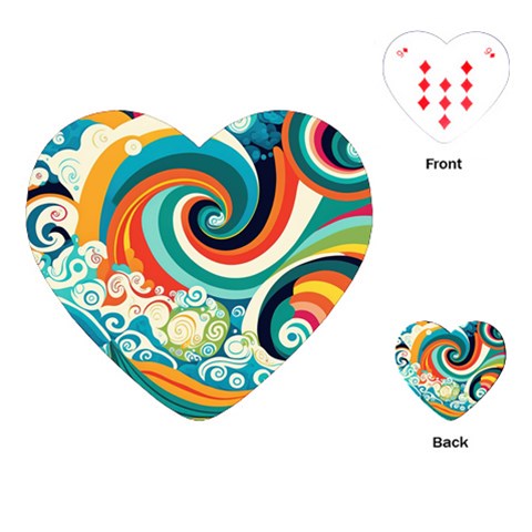 Waves Ocean Sea Abstract Whimsical Playing Cards Single Design (Heart) from ZippyPress Front