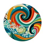 Waves Ocean Sea Abstract Whimsical Round Ornament (Two Sides)