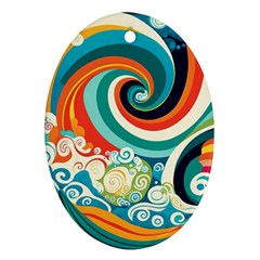 Waves Ocean Sea Abstract Whimsical Oval Ornament (Two Sides) from ZippyPress Back