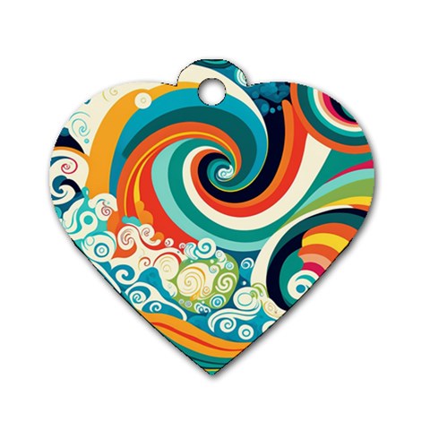 Waves Ocean Sea Abstract Whimsical Dog Tag Heart (One Side) from ZippyPress Front