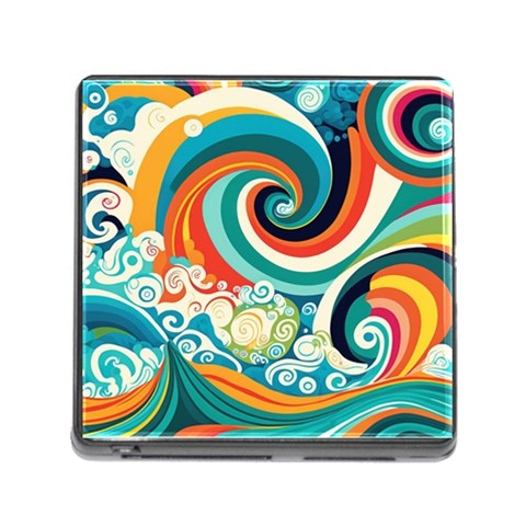 Waves Ocean Sea Abstract Whimsical Memory Card Reader (Square 5 Slot) from ZippyPress Front